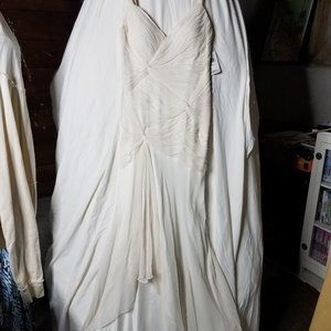 Vintage Handmade 100% Silk White Double Knot Ruched Gown-builtin bra/fully lined